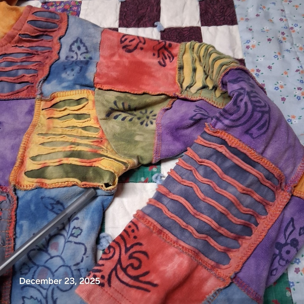 Rising International Patchwork Full Zip Hoodie Si… - image 3